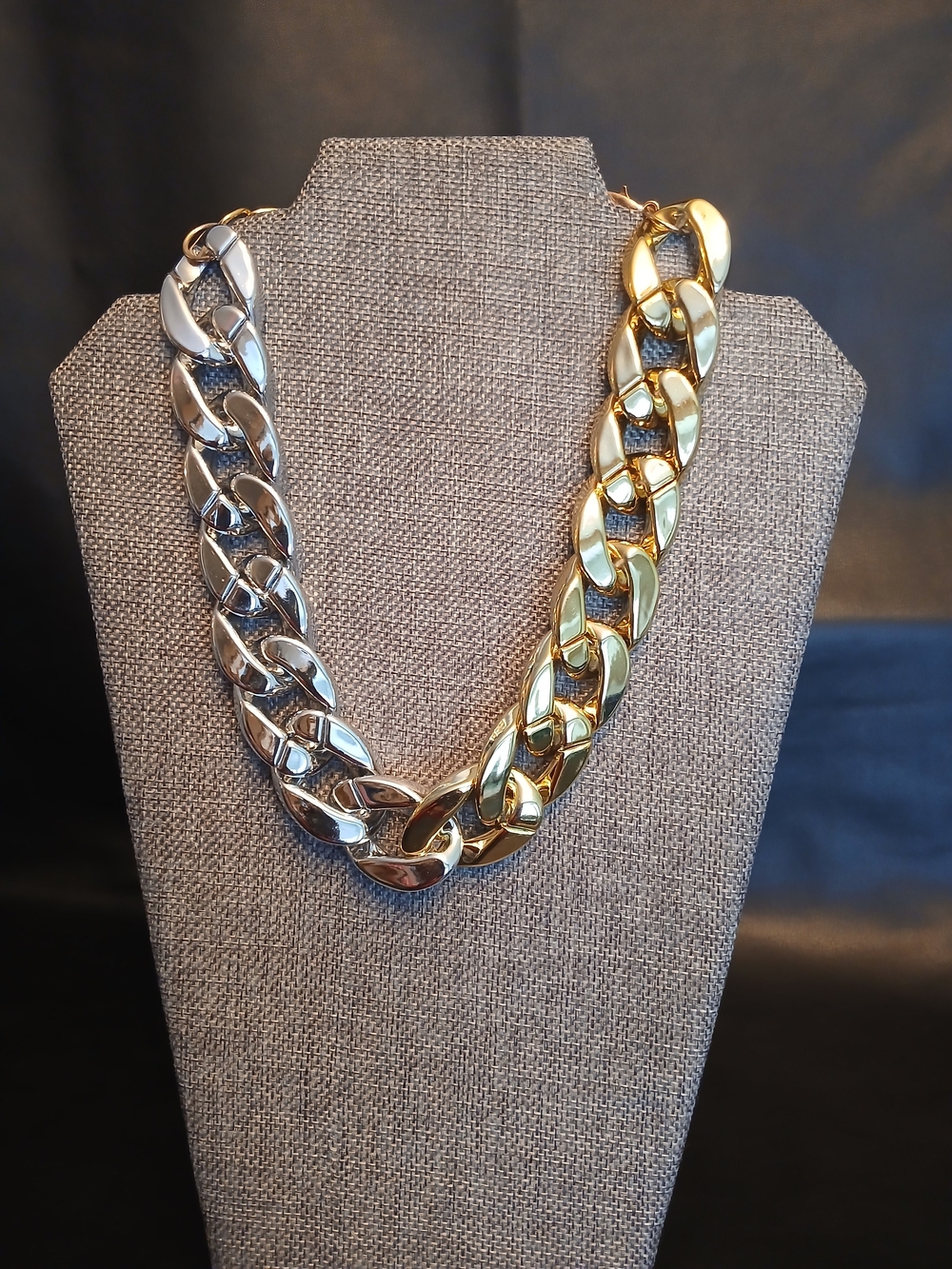 Two-Tone Gold & Silver Chunky Chain Link Necklace NWOT
